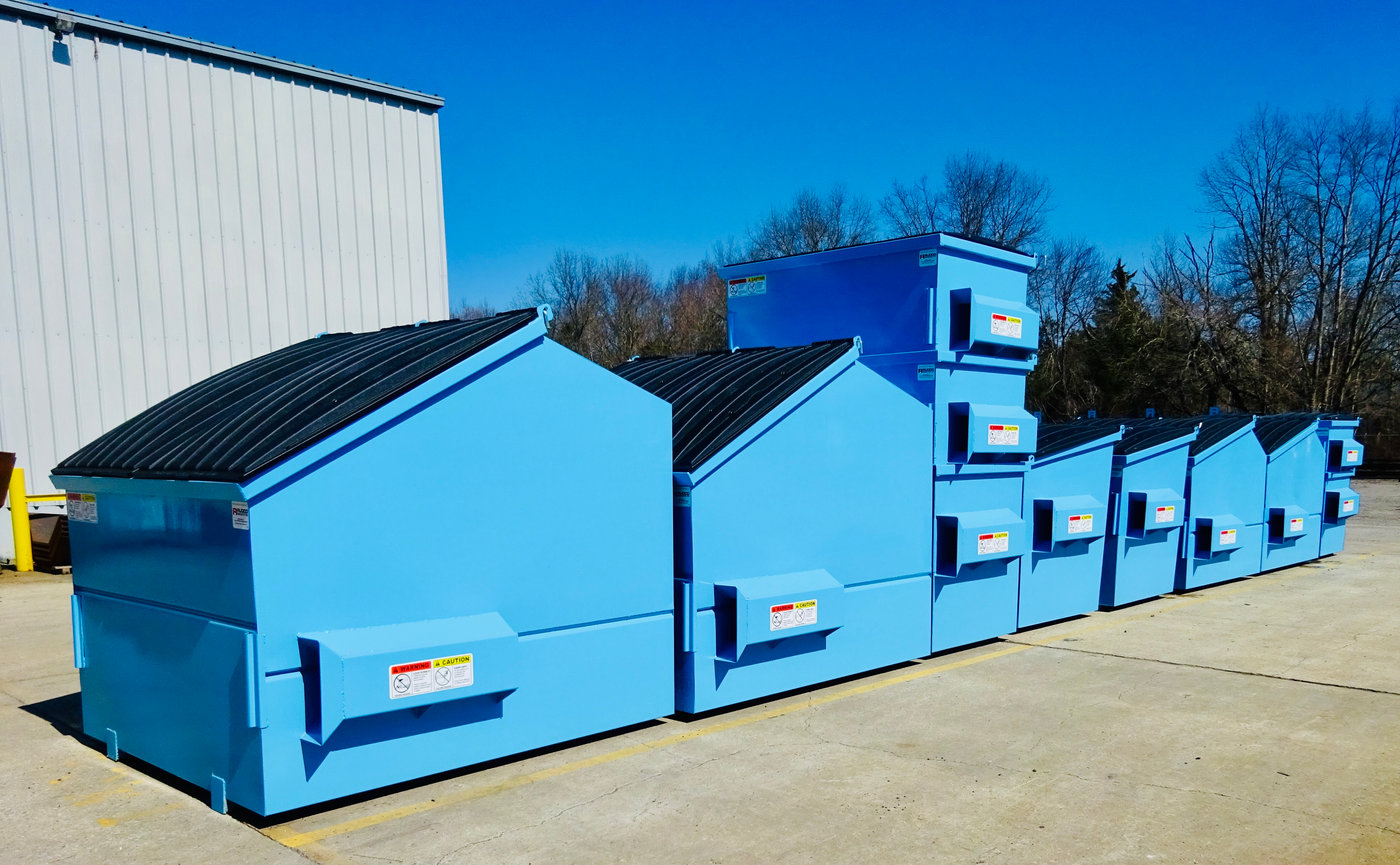 Mixed front-load containers in blue