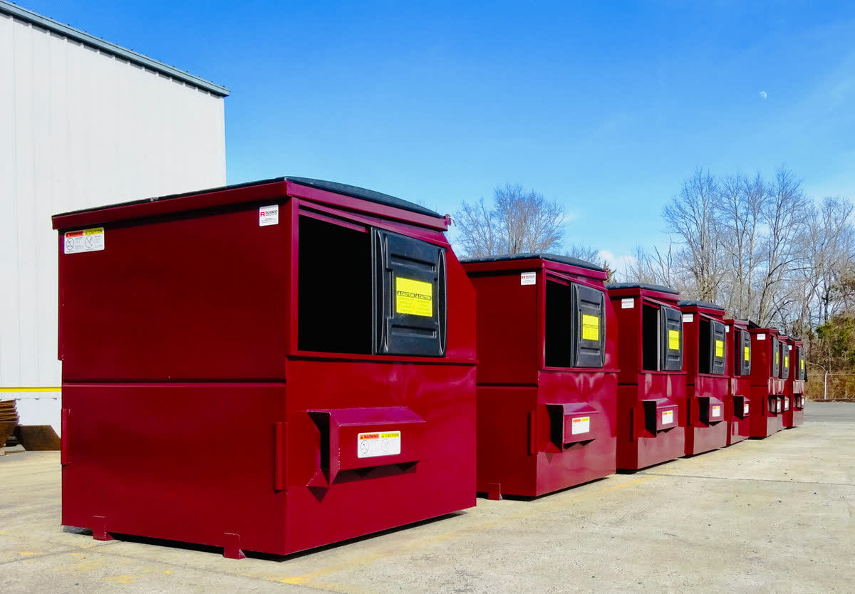Burgundy 8-yard front-load container